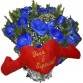 BP04-Buquê 12 Rosas Azuis + Coração Pelúcia "Você é Especial" 65x30