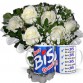 MB38-Mini Buquê com 6 Rosas Brancas+1Caneca BIS