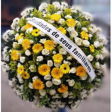Coroa de Flores Tons Brancos e Amarelos (Tam: 1,50)
