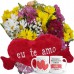 BPCN15-Buque com Flores Campestre +Coração Grande "Eu Te Amo" 62x34+Caneca Exclusiva Melhor Mãe