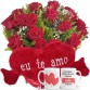 BPCN13-Buque com 12 rosas vermelhas+Coração Grande "Eu Te Amo" 62x34+1Caneca Exclusiva Melhor Mãe