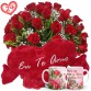 BPCN06-Buquê 24 Rosas Vermelhas+Coração Grande "Eu Te Amo" 62x34+1Caneca (Rosas) Você é um presente de Deus...