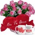 BPCN04-Buque 12 rosas cor Rosa+Coração Grande "Eu Te Amo" 62X34+ 1Caneca Exclusiva Melhor Mãe