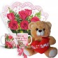 MB64-Mini buquê com 6 Rosas Vermelhas+Urso 30cm "Eu te Amo"+1Caneca(Rosa) "Você é um presente de Deus..."
