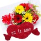 MB28-Mini Buque com 6 Gérberas Coloridas+Coração Grande "Eu Te Amo" 64x32