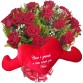 BP74-Buquê com 12 Rosas Vermelhas+Coração Pelúcia "Como é grande o meu amor..." 65x30