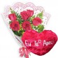 MB50-Mini Buquê com 6 Rosas Vermelhas +Coração Grande "Eu Te Amo" 64x32