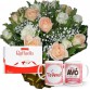 BCC01-Buquê 12 Rosas Brancas e Chá+Rafaello 9un+1Caneca "Vó Mãe com açucar"