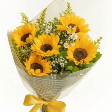 Mini Buquê com 5 Girassóis